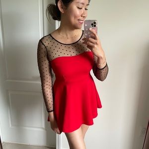 Black Polka Dot Red Dress